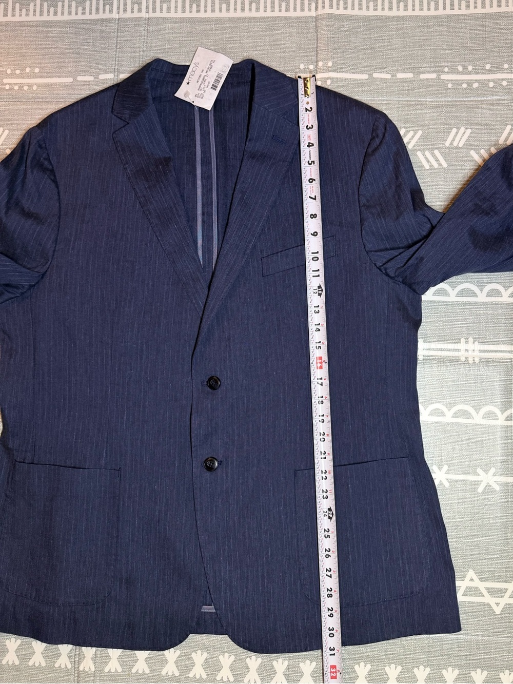 Michael Kors Men's Classic Fit Linen Suit Jacket in Navy - Picture 6 of 8